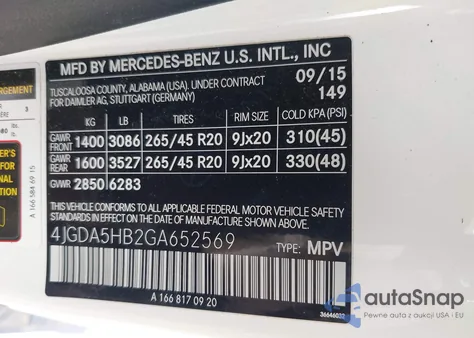2016 Mercedes-Benz Gle 350 4Matic z USA, uszkodzony, nr VIN 4JGDA5HB2GA652569